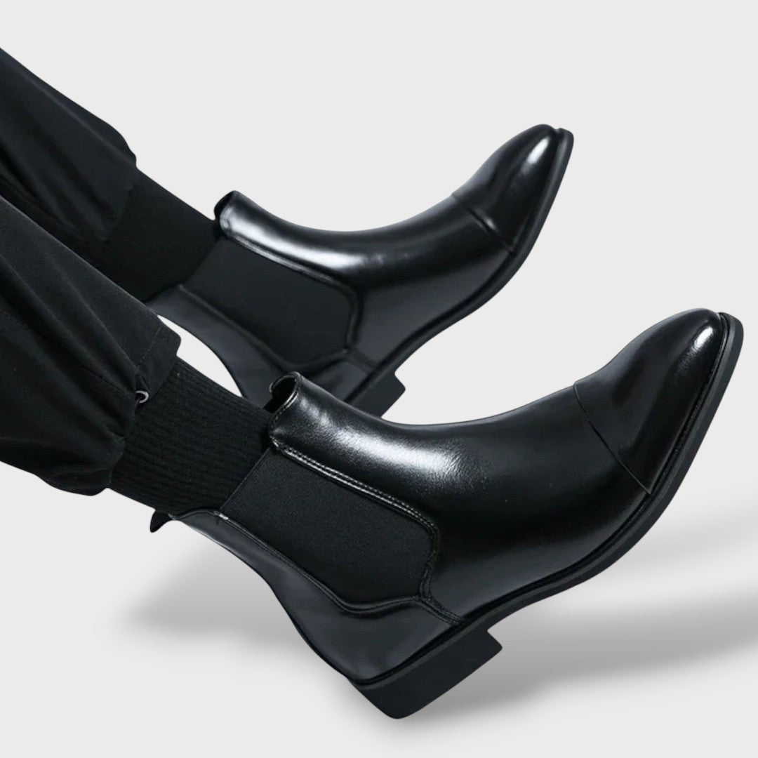 Herren Chelsea Boots Schwarz Leder