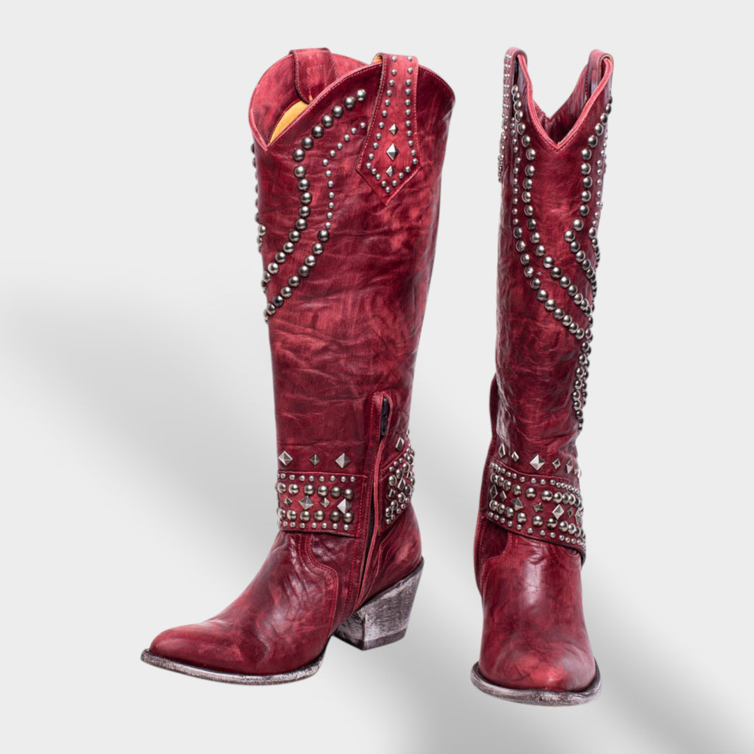 Damen Western Kniehohe Stiefel