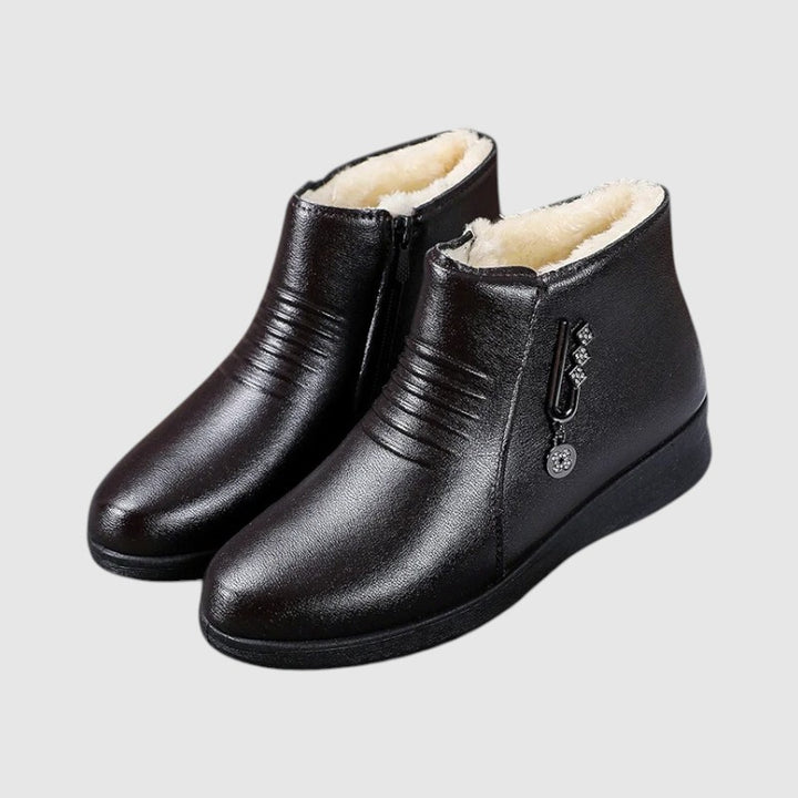 Damen Warme Leder Winterboots