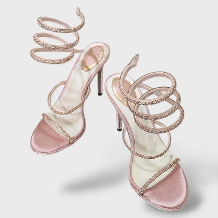 Kristall High Heels mit Knöchelriemen