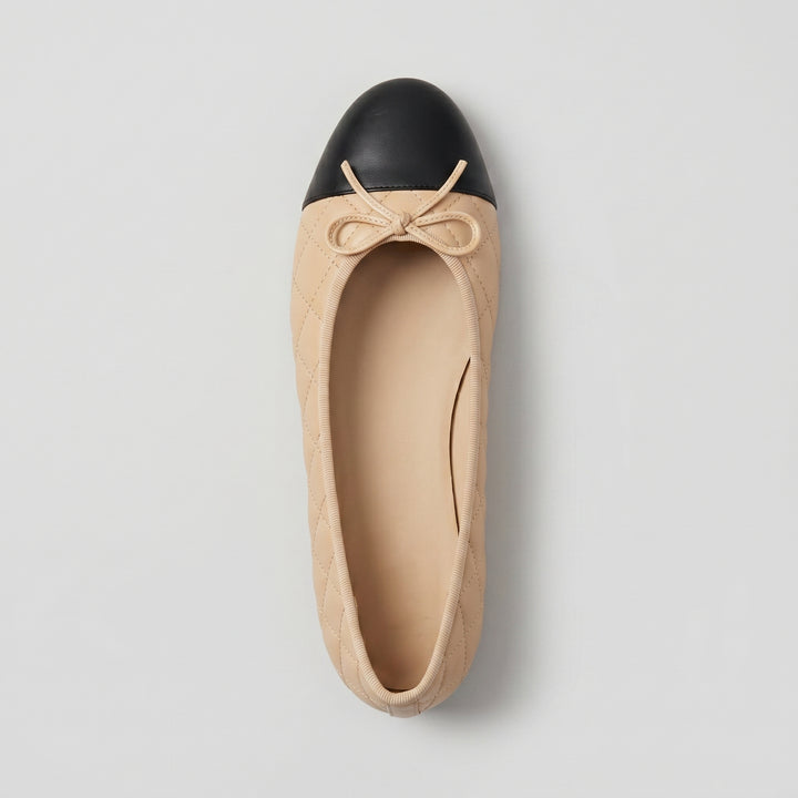 Ballerina Apricot-Schwarz schwarze Kappe Schleife Draufsicht