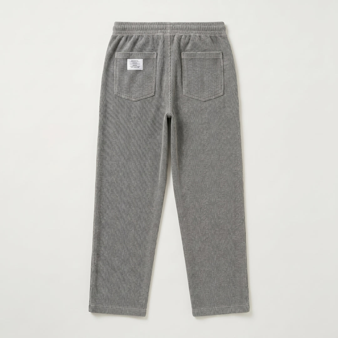 Herren Cordhose in Grau mit zwei aufgesetzten Gesäßtaschen, Rückansicht ohne Model