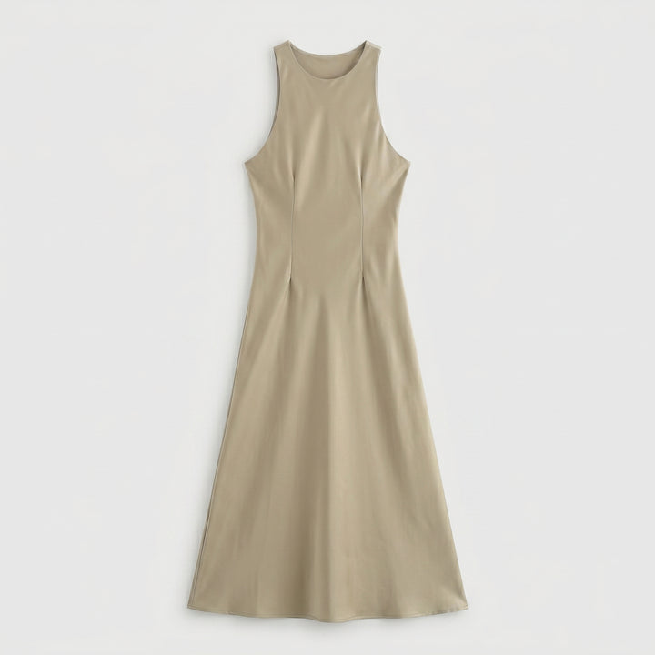 Damen Satin Slip Midikleid mit Wasserfallausschnitt