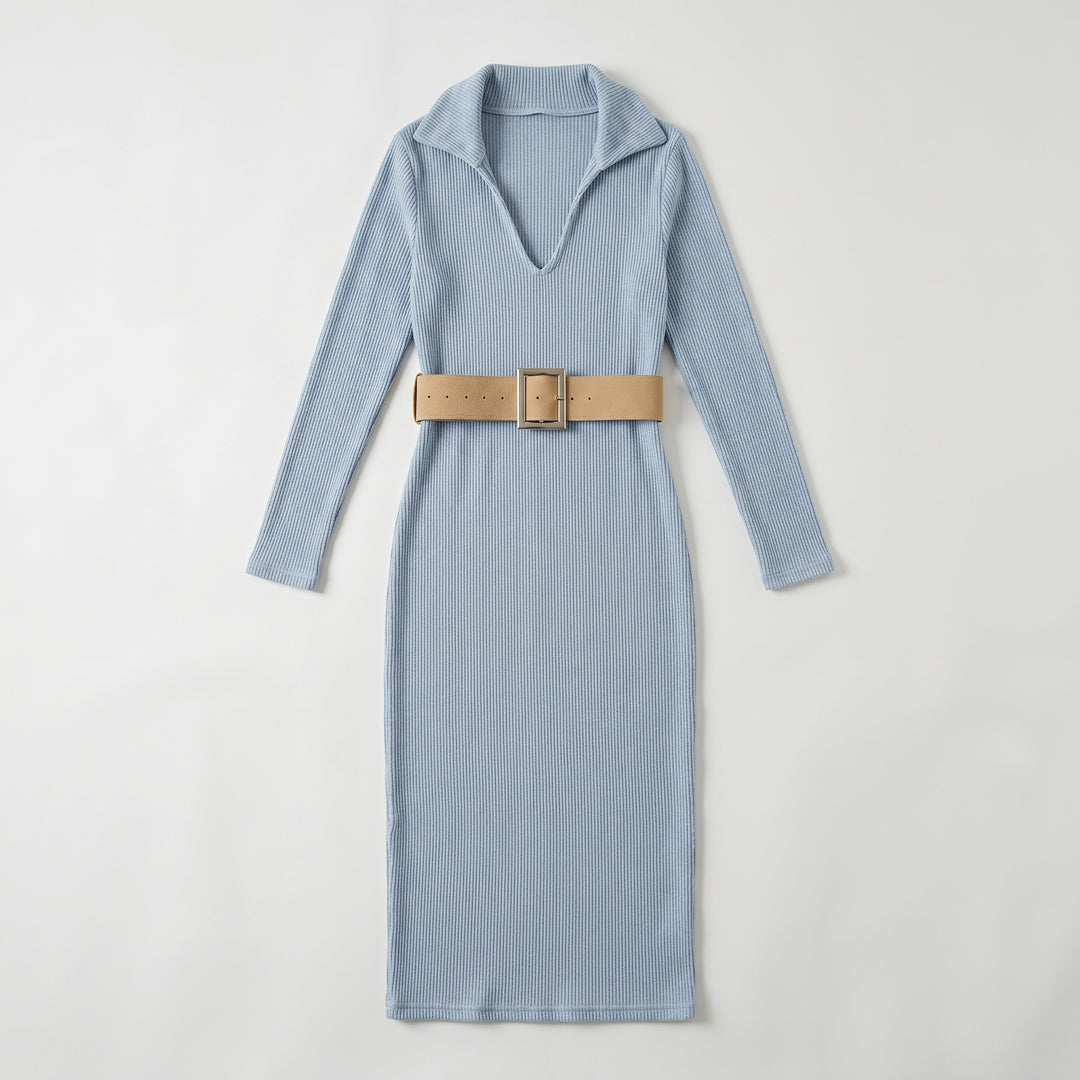 Figurbetontes Strick-Midikleid Damen Bordeaux, Rückenansicht