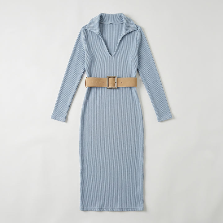 Figurbetontes Strick-Midikleid Damen Bordeaux, Rückenansicht