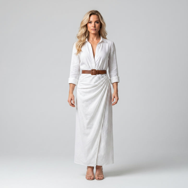 Ärmel und Manschette, Detailansicht Weiß Maxikleid