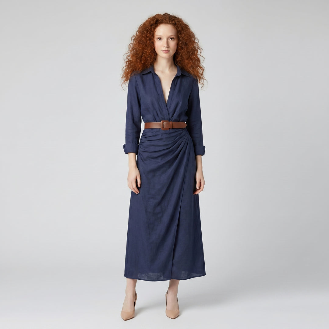 Damen Maxikleid Weiß, Rückenansicht mit fließender A-Linie