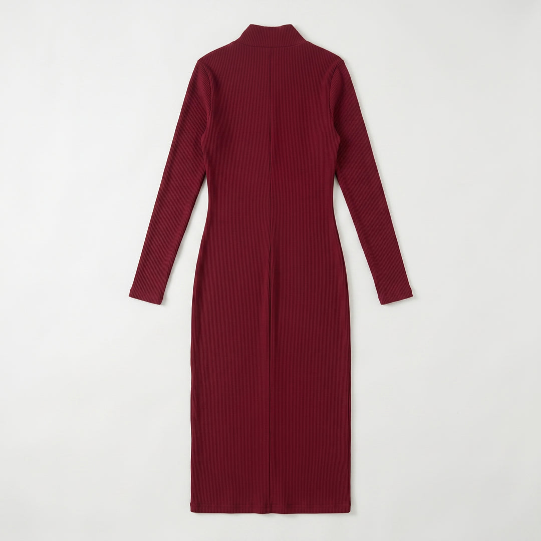 Figurbetontes Strick-Midikleid Damen Creme, Seitenansicht
