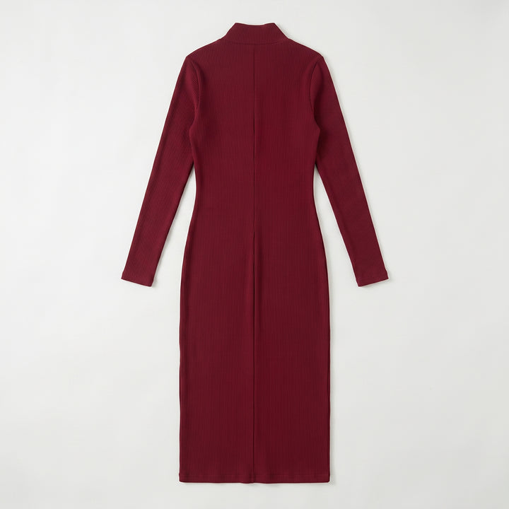 Figurbetontes Strick-Midikleid Damen Creme, Seitenansicht