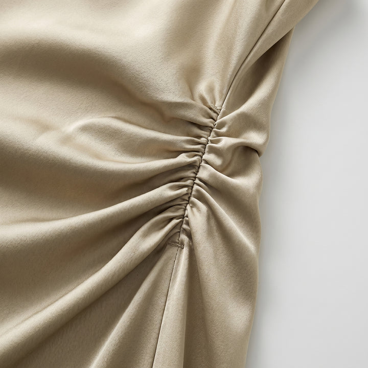 Damen Satin Slip Midikleid mit Wasserfallausschnitt