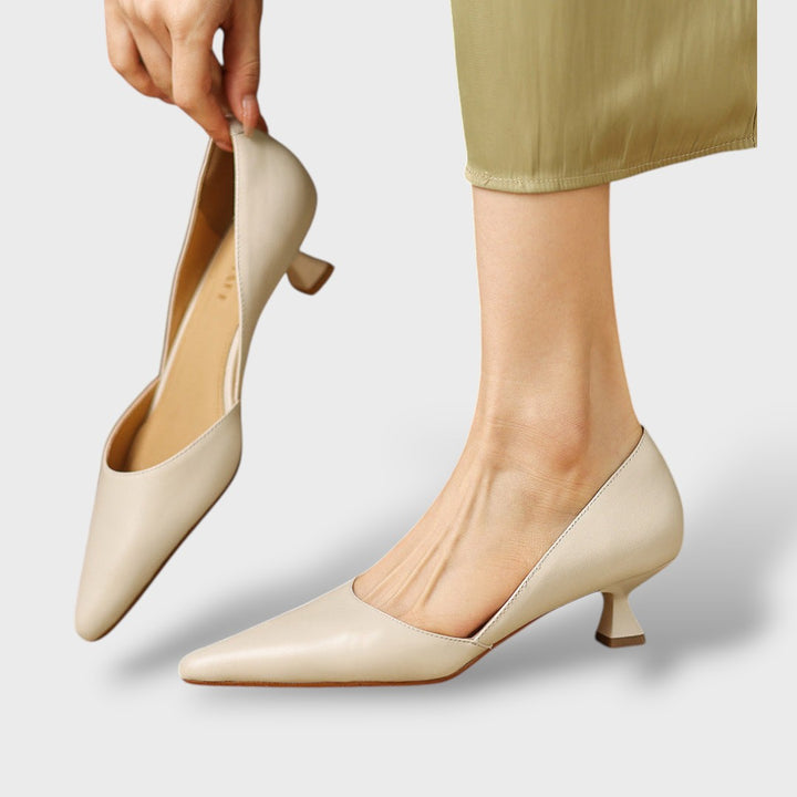Braune spitze Pumps mit Thin Heel, Produktansicht