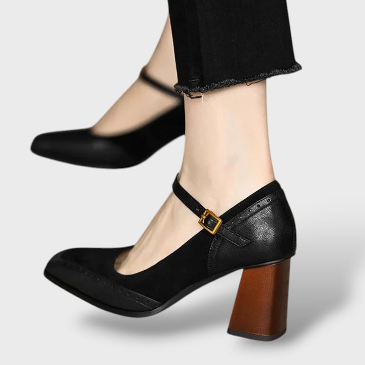 Mary Jane Pumps schwarz mit Blockabsatz und Schnallenriemen, Produktfoto