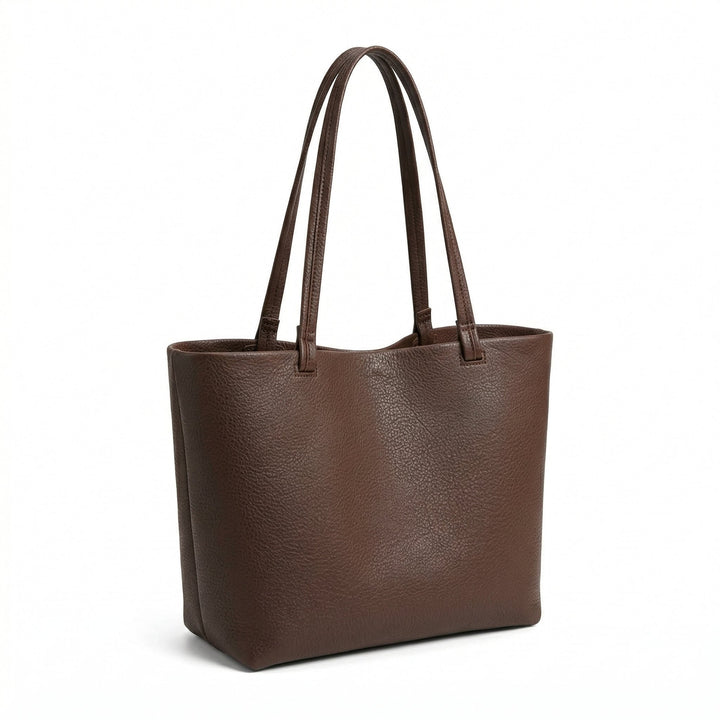 Große Shopper Tote Bag in Dunkelbraun, Dreiviertelansicht freistehend