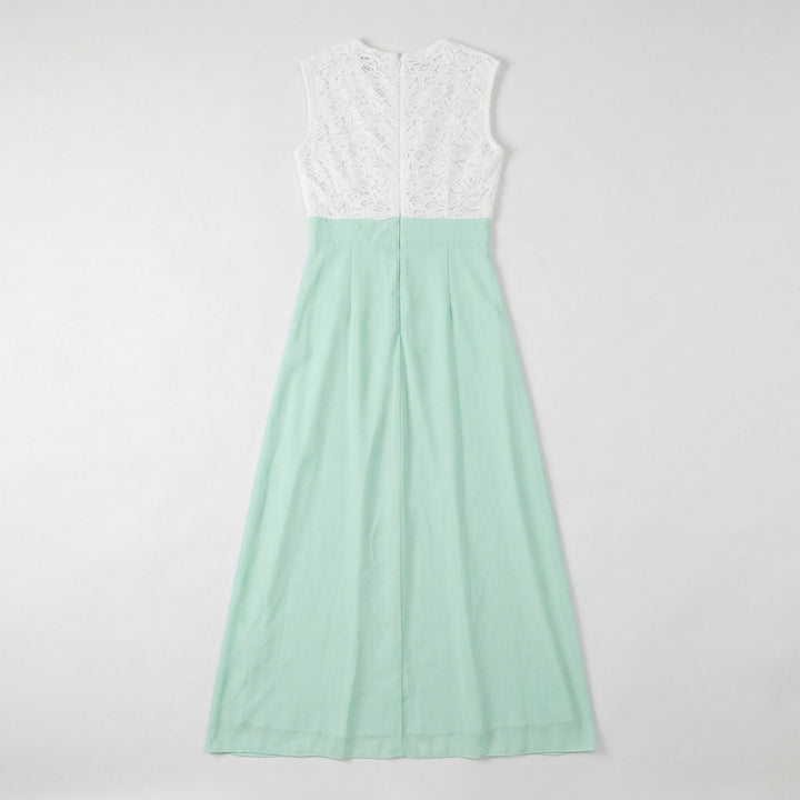 Maxikleid Rückseite flach, Reißverschluss sichtbar, Mintgrün