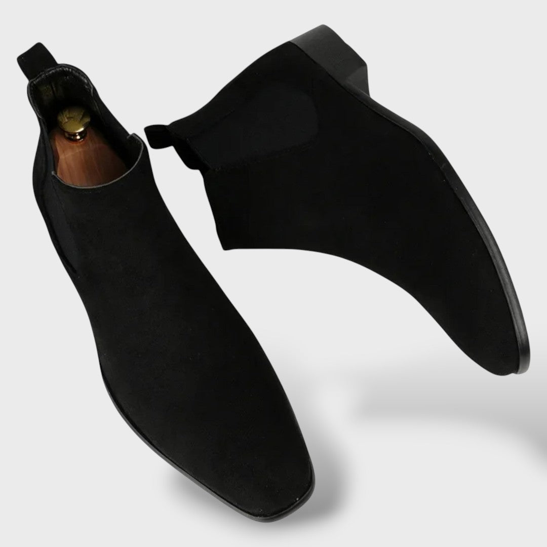 Herren Chelsea Boots Wildleder Slip-on, Schwarz, Produktansicht von oben