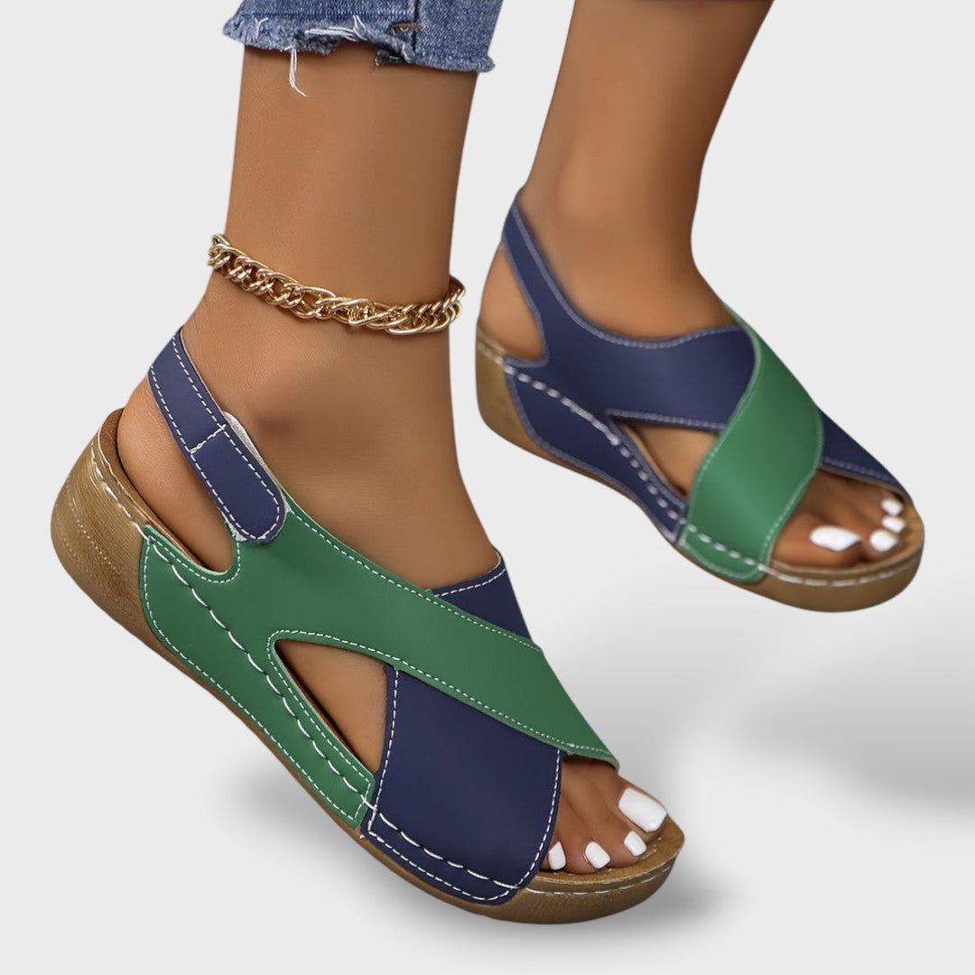 Damen Keilsandalen Peep-Toe Produktansicht von oben, offene Zehenpartie