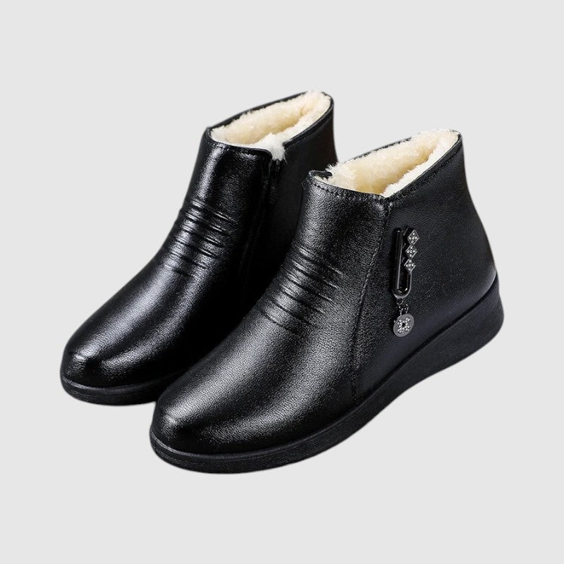Damen Warme Leder Winterboots