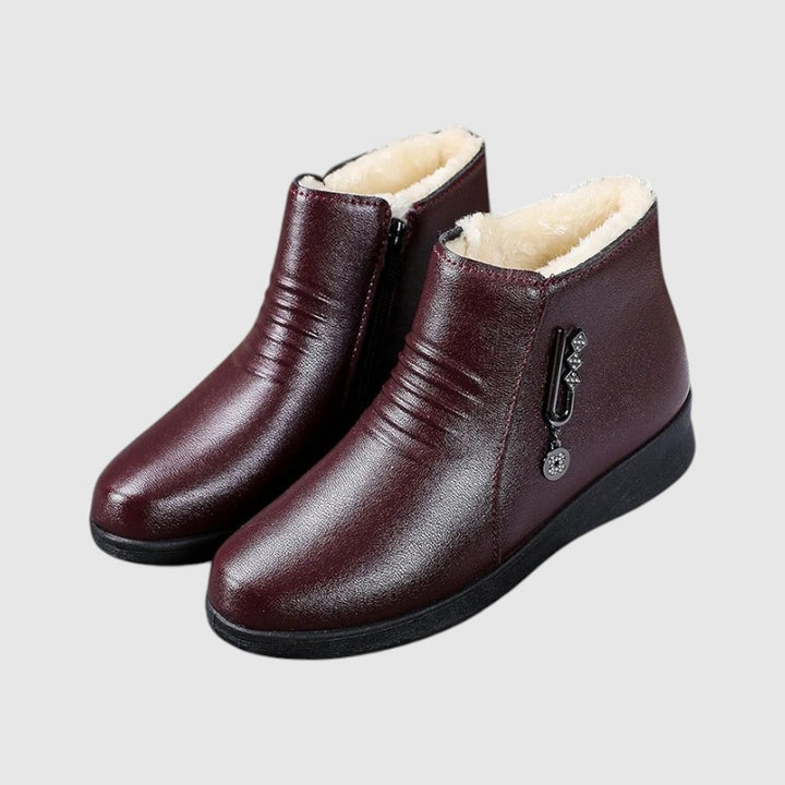 Damen Warme Leder Winterboots
