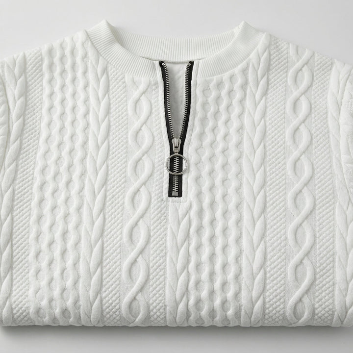 Rosa Pullover mit V-Ausschnitt und Reißverschluss, Vorderansicht