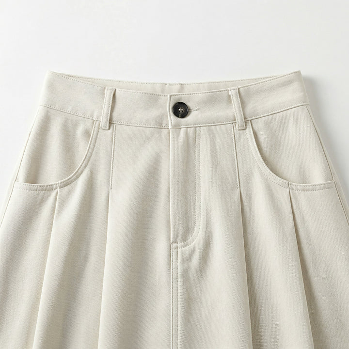 Taillenbund Nahaufnahme, Knopf und Fronttaschen, Twill-Struktur