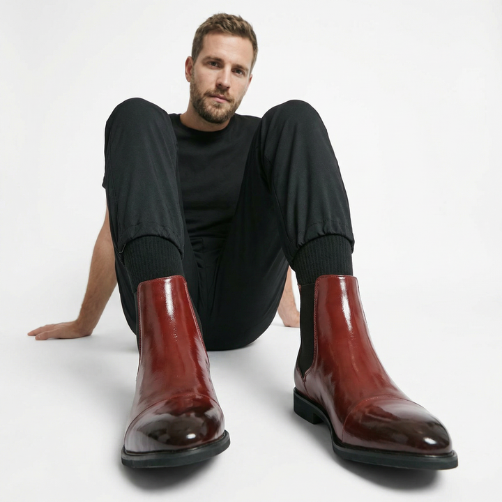 Herren Chelsea Boots Schwarz Leder