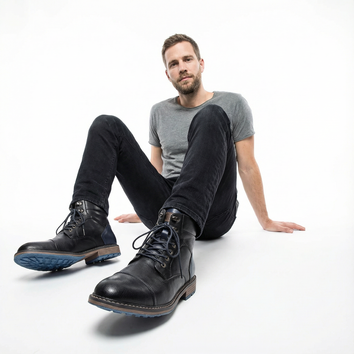 Herren Leder Ankle Boots Robust