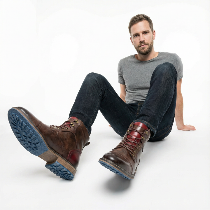 Herren Leder Ankle Boots Robust