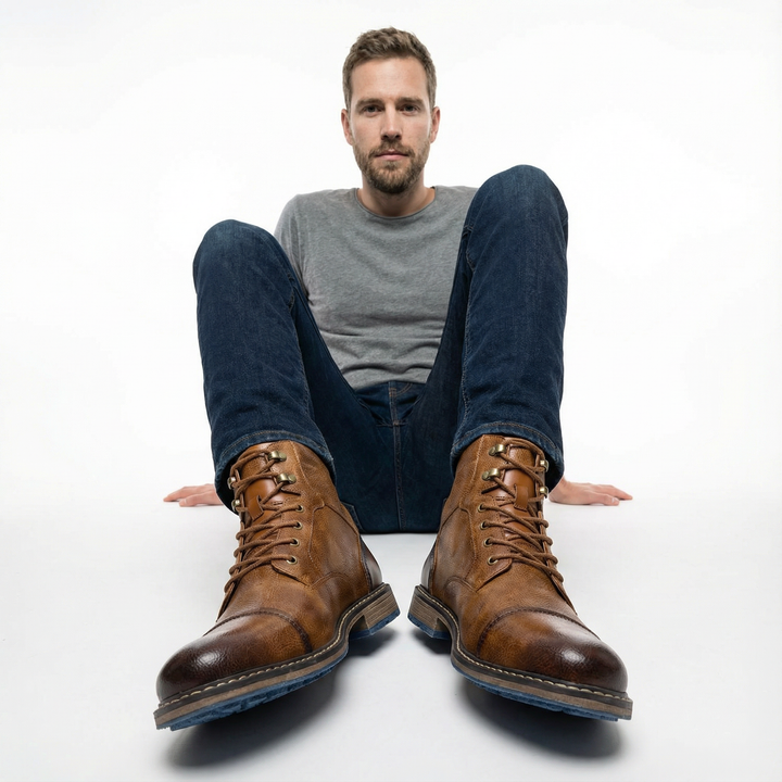 Herren Leder Ankle Boots Robust