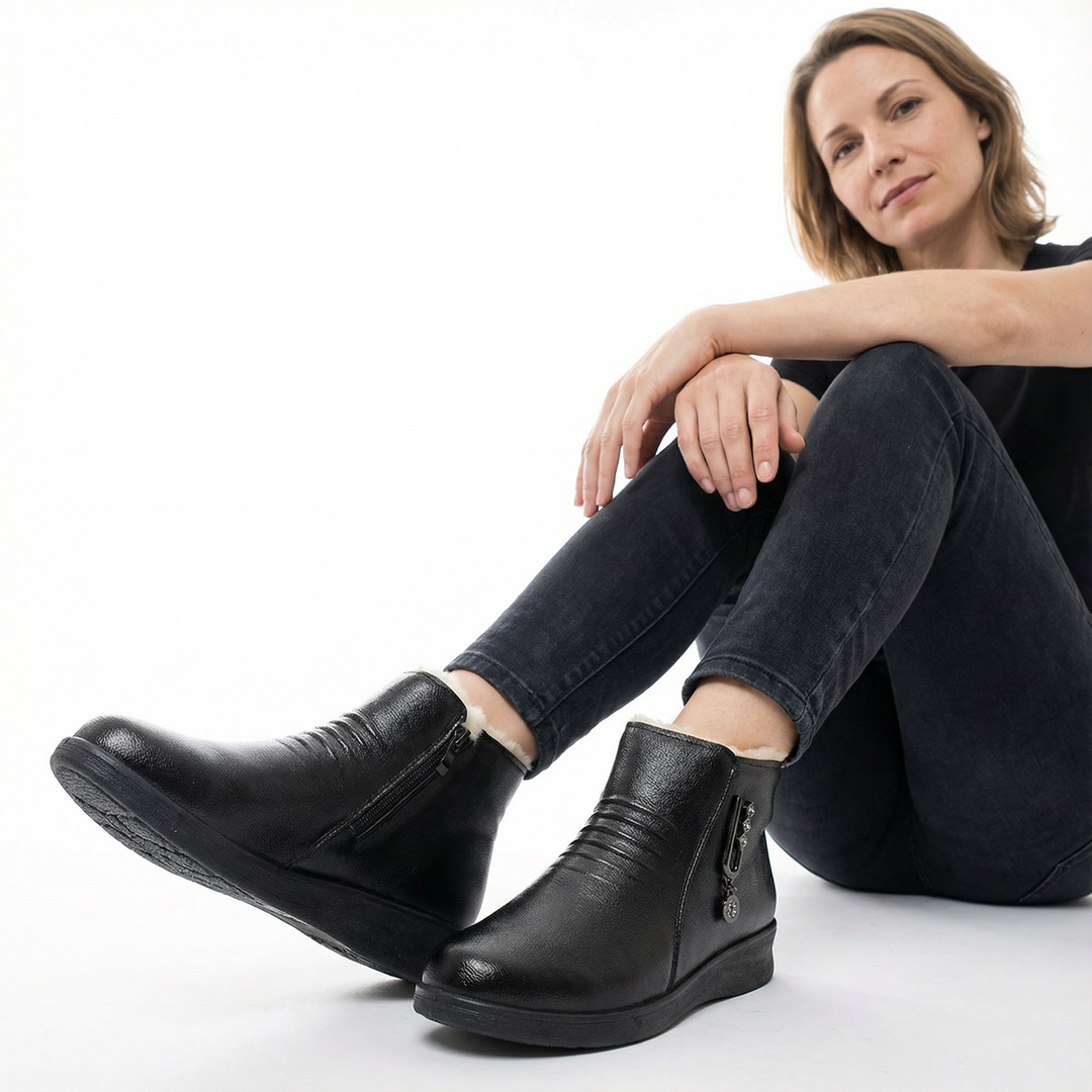 Damen Warme Leder Winterboots