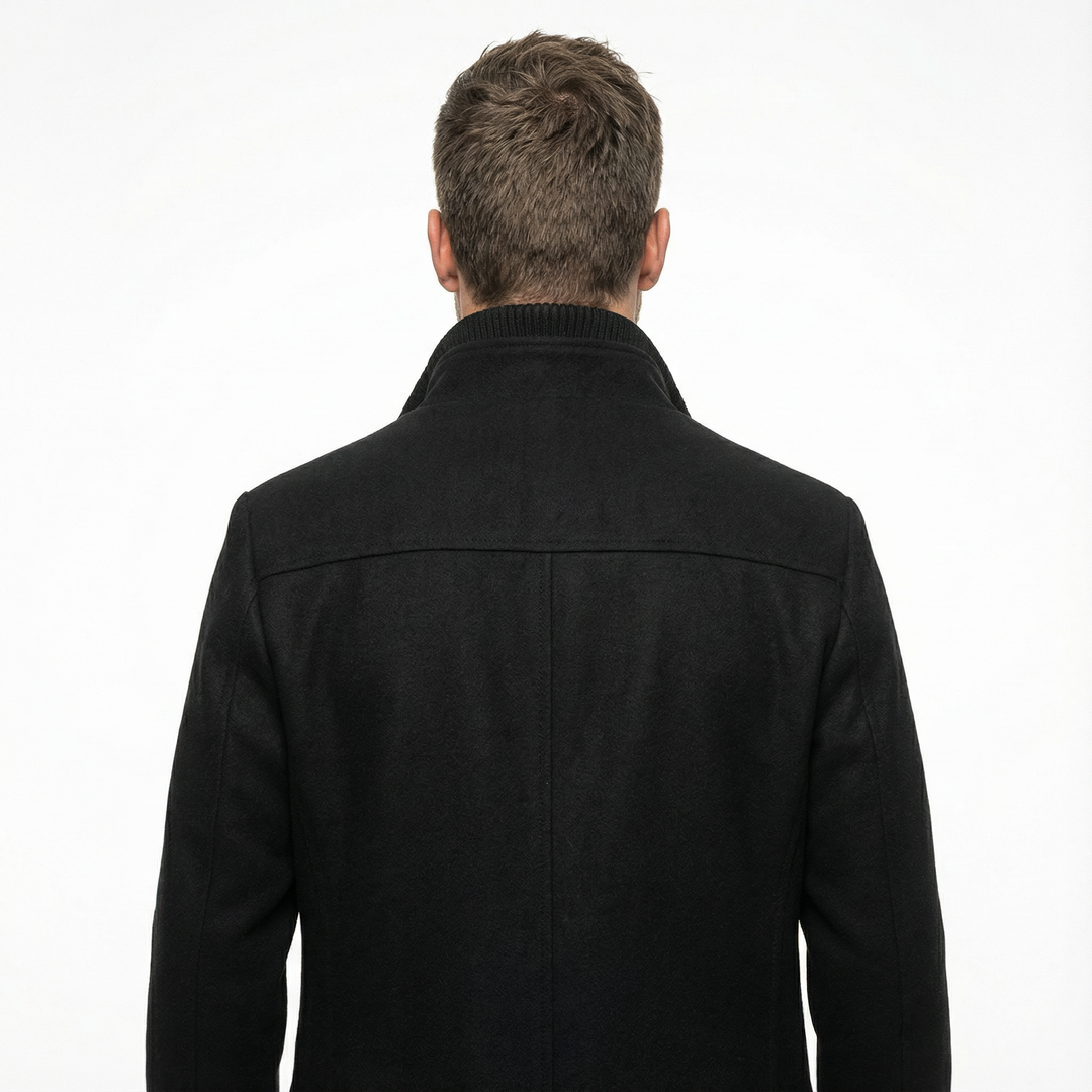 Rükenansicht Herren Business Winterjacke, langer Schnitt, glatter Rücken