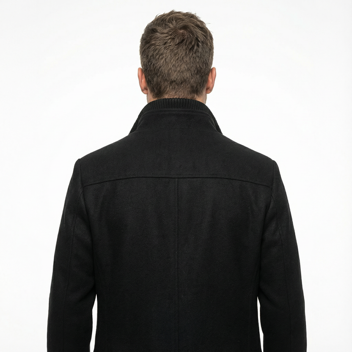 Rükenansicht Herren Business Winterjacke, langer Schnitt, glatter Rücken