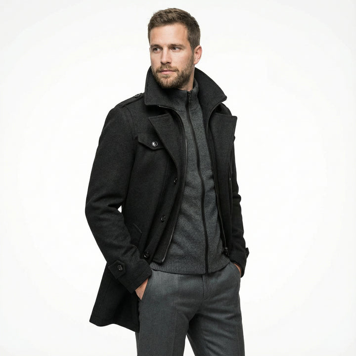 Herren Wollmix Wintermantel Elegant