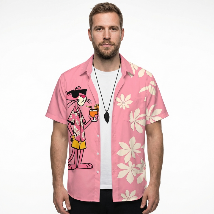 Herren Hawaii-Kurzarmhemd mit Tiger-Print, Frontansicht