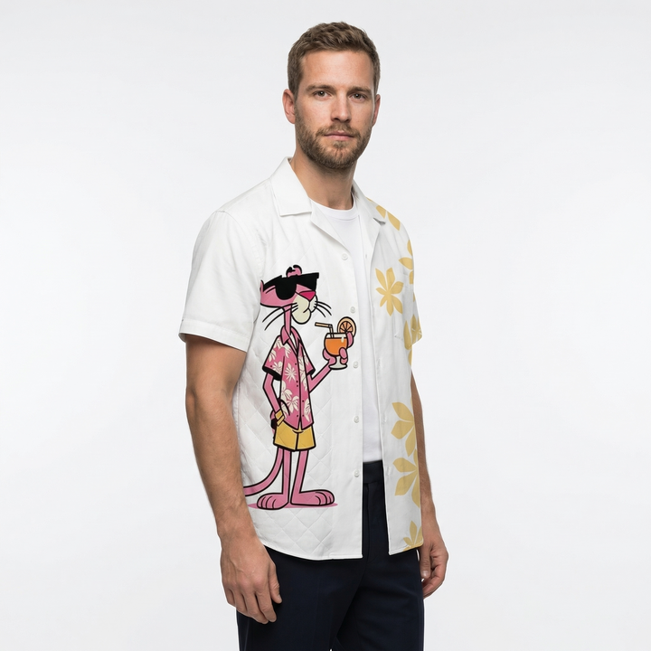 Herren Hawaii-Kurzarmhemd Schwarz mit Tiger-Print, Seitenansicht