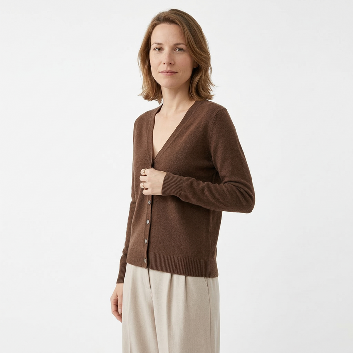 Damen V-Ausschnitt Strick Cardigan
