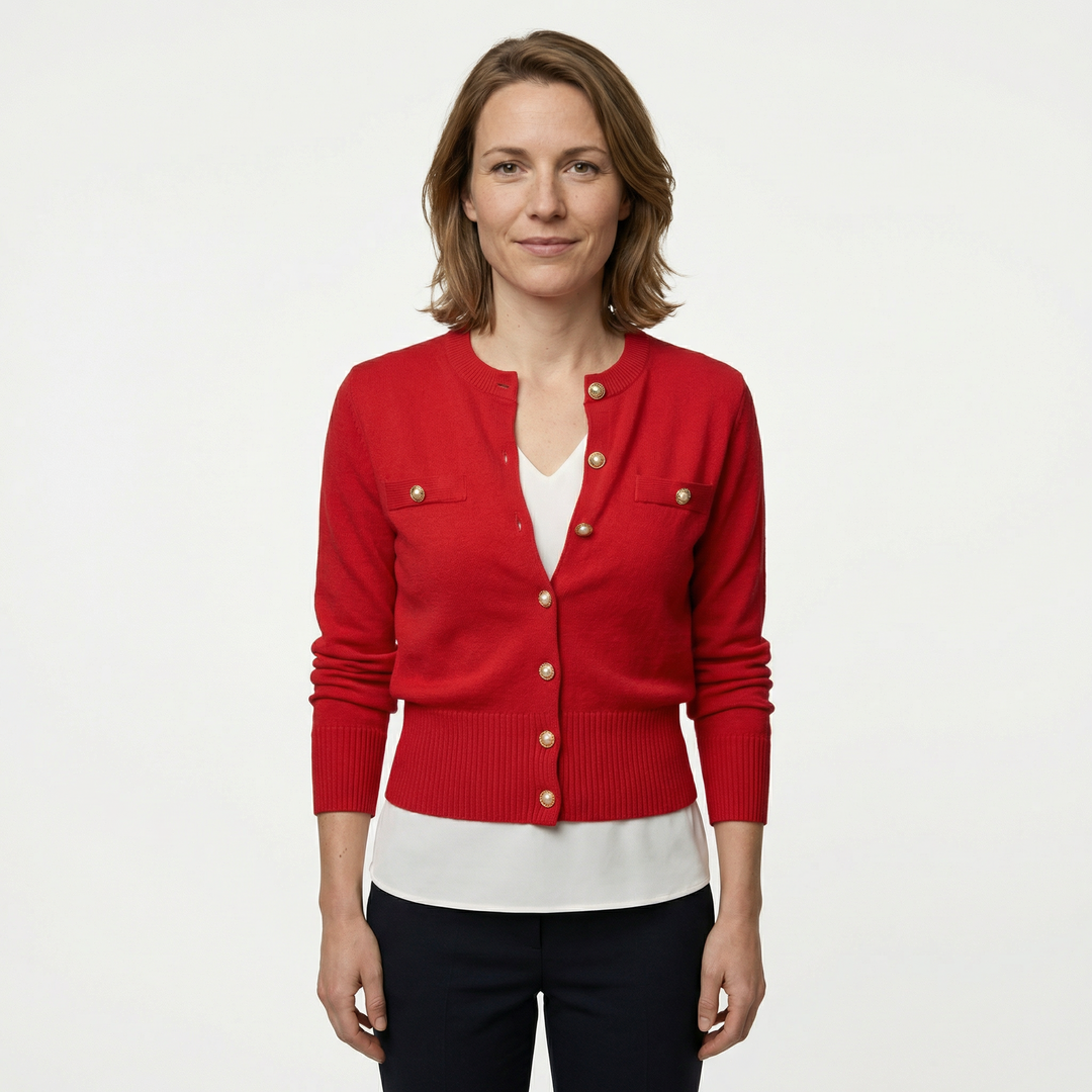 Damen Strick Cardigan Weiß, Rückenansicht, Knopfleiste
