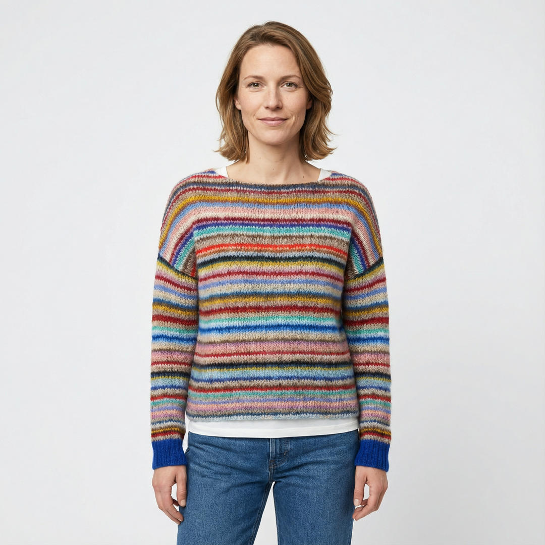 Damen Gestreifter Strickpullover