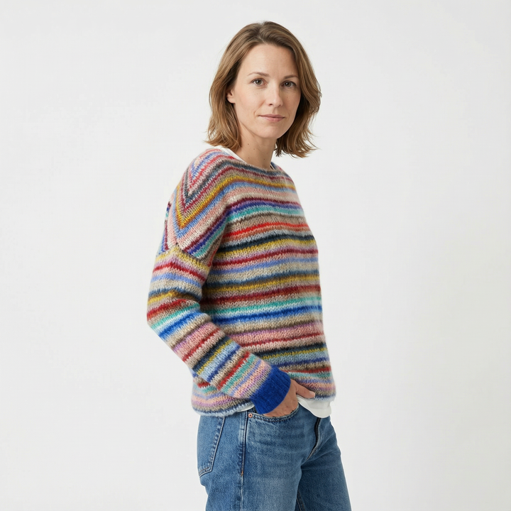Damen Gestreifter Strickpullover