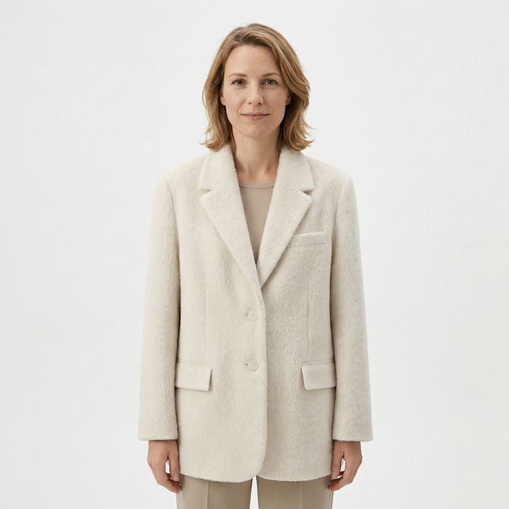 Damen Kunstfell Longblazer Elegant