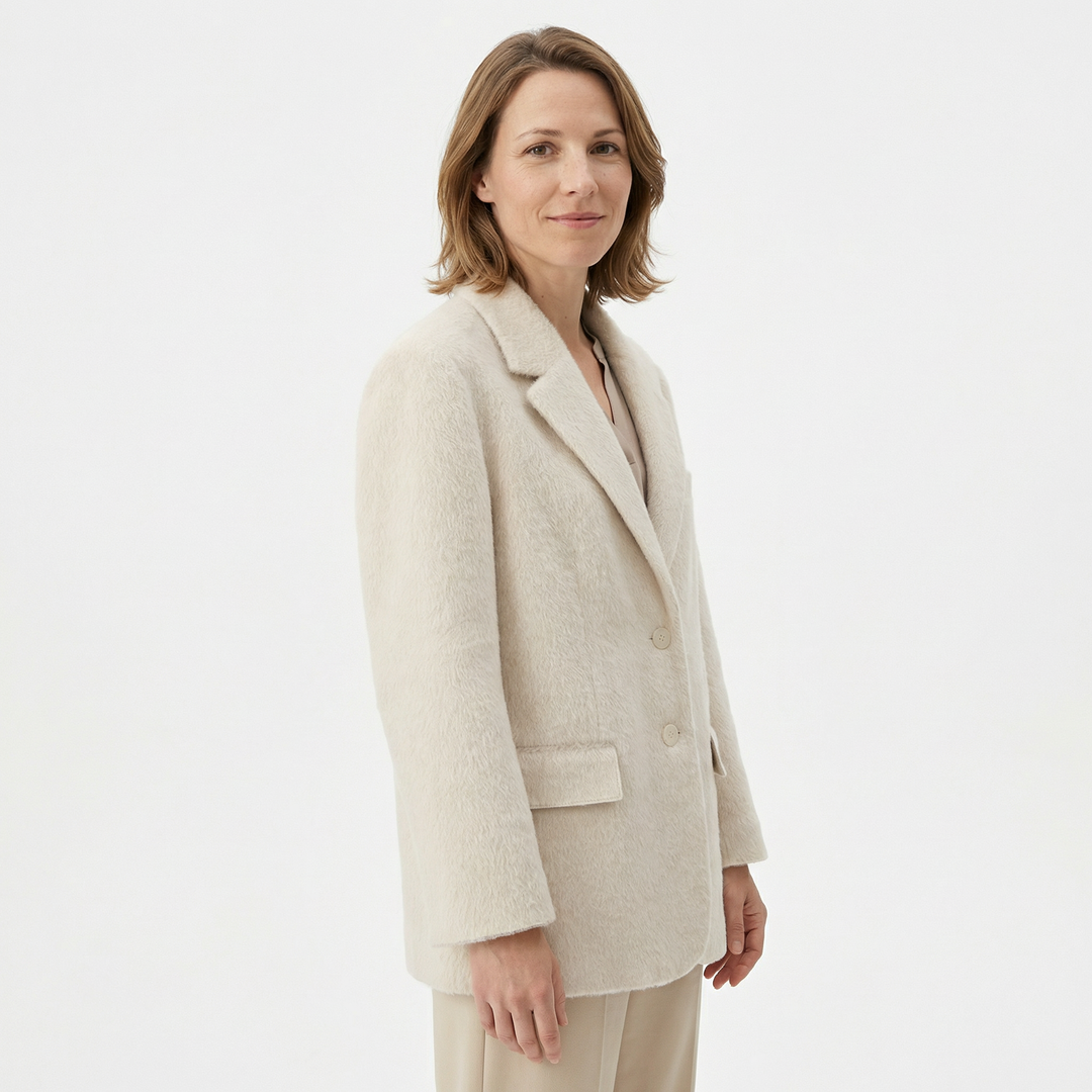 Damen Kunstfell Longblazer Elegant