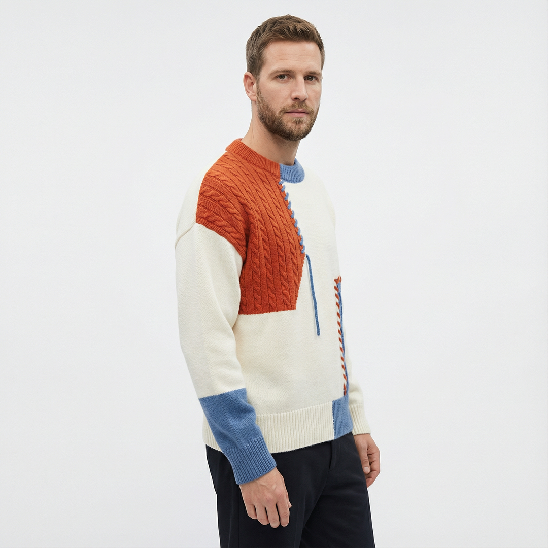 Herren Patchwork Pullover Modern