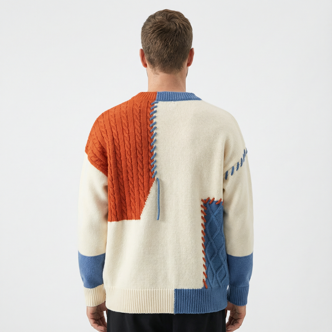 Herren Patchwork Pullover Modern