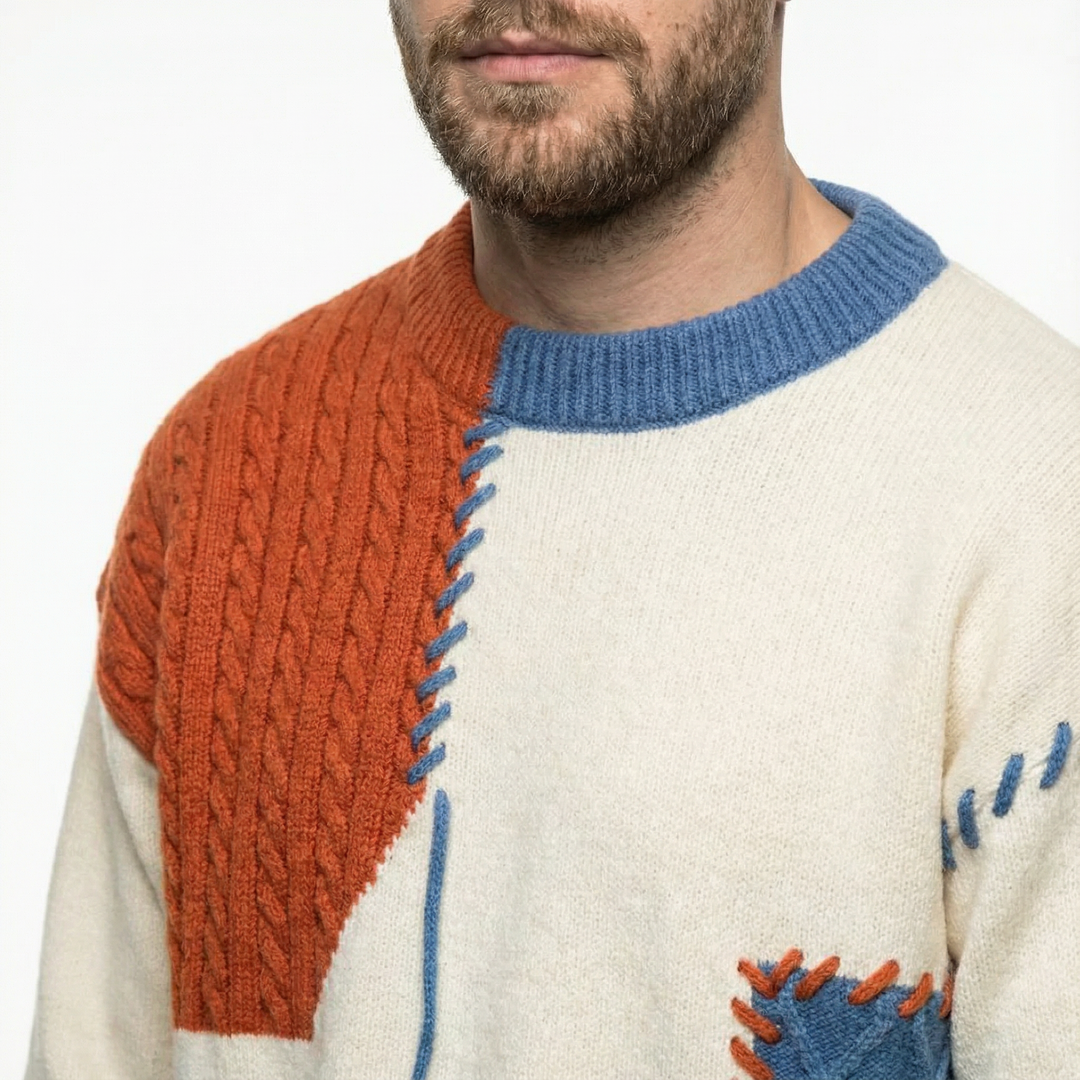 Herren Patchwork Pullover Modern