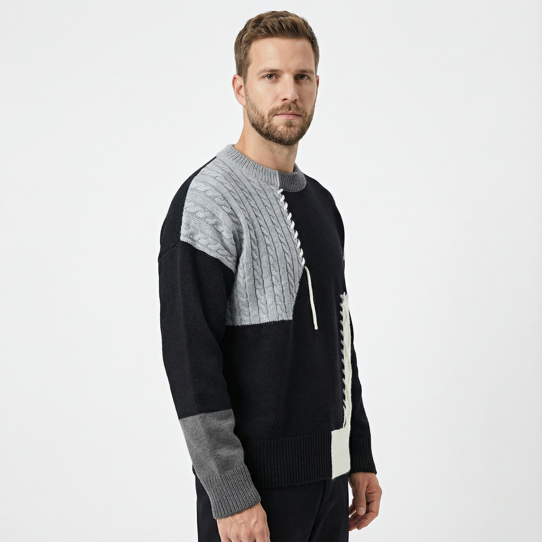 Herren Patchwork Pullover Modern