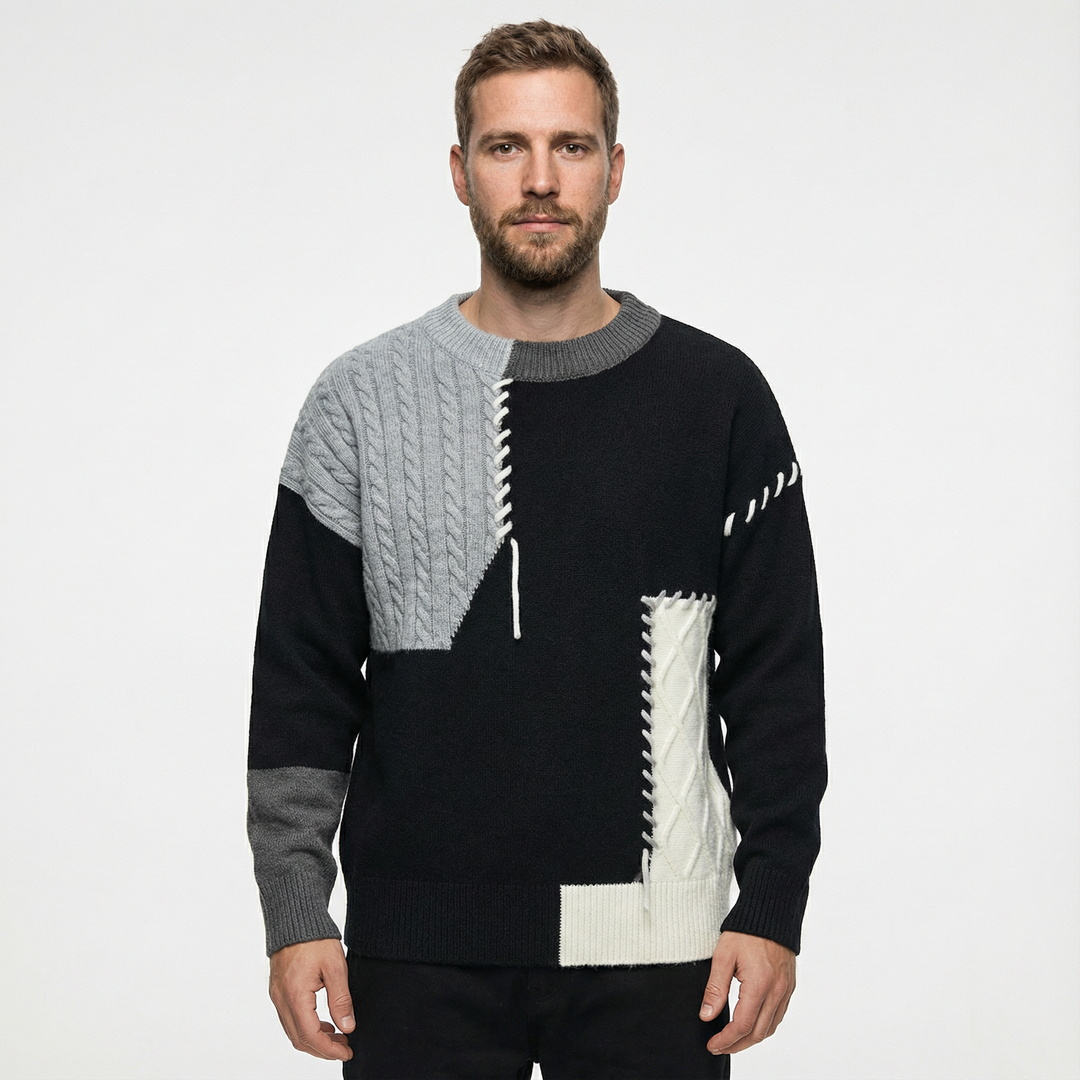 Herren Patchwork Pullover Modern