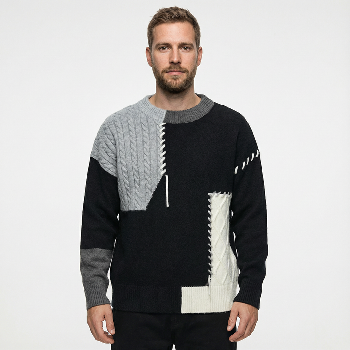 Herren Patchwork Pullover Modern
