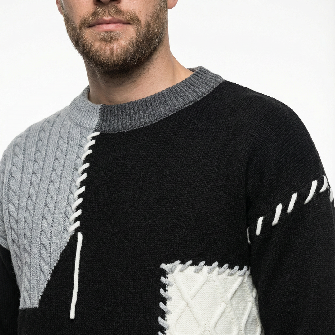 Herren Patchwork Pullover Modern