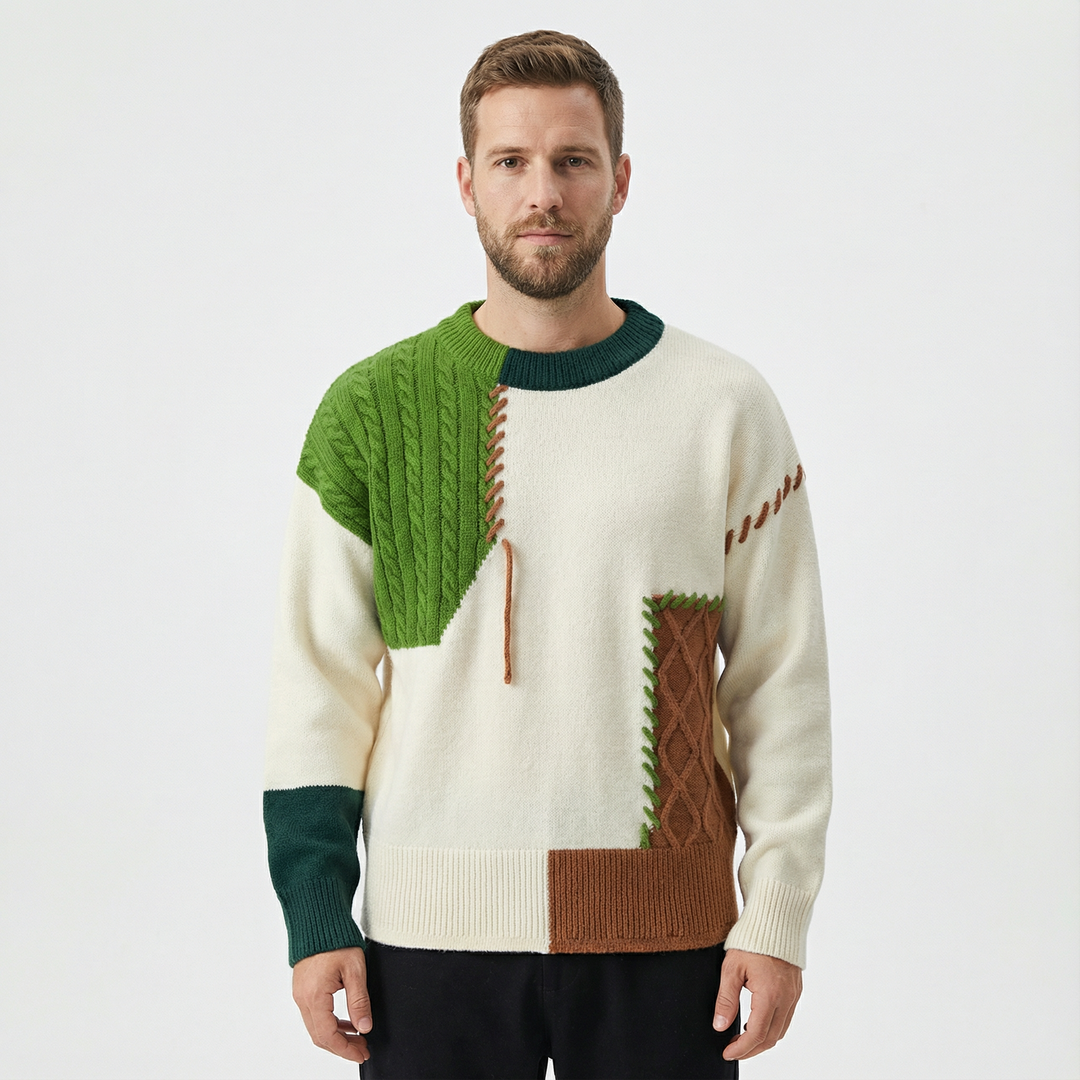 Herren Patchwork Pullover Modern