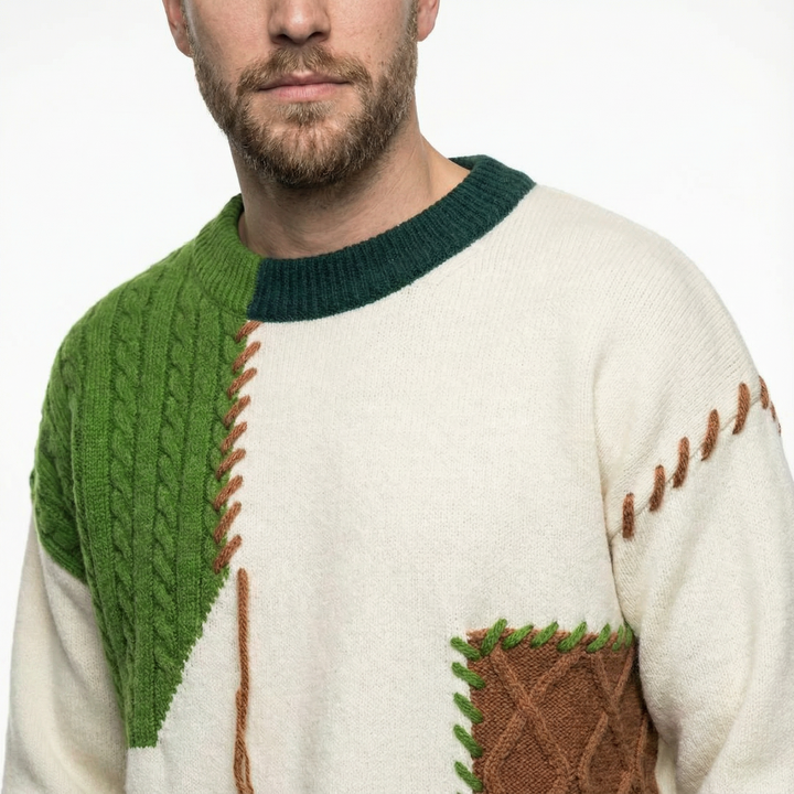 Herren Patchwork Pullover Modern