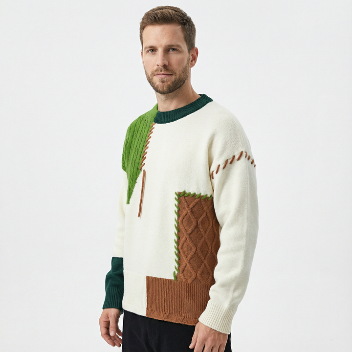 Herren Patchwork Pullover Modern